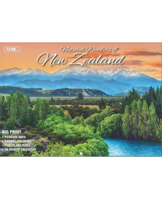 Calendar 22 Big Print Natural Wonders of NZ