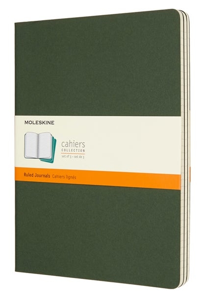 Moleskine Cahier Notebooks Extra Large Ruled Myrtle Green Set of 3 ...