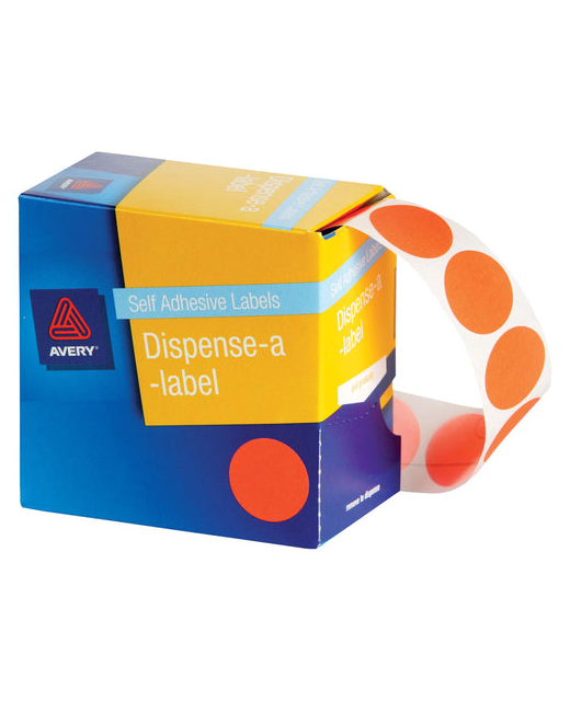 AVERY DISPENSE A LABELS ORANGE 350 LABELS 24MM 