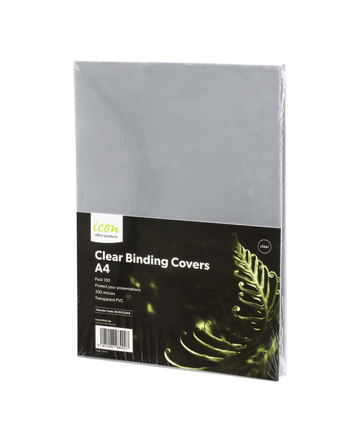 Icon Binding Covers A4 Clear 200mic, Pack of 100