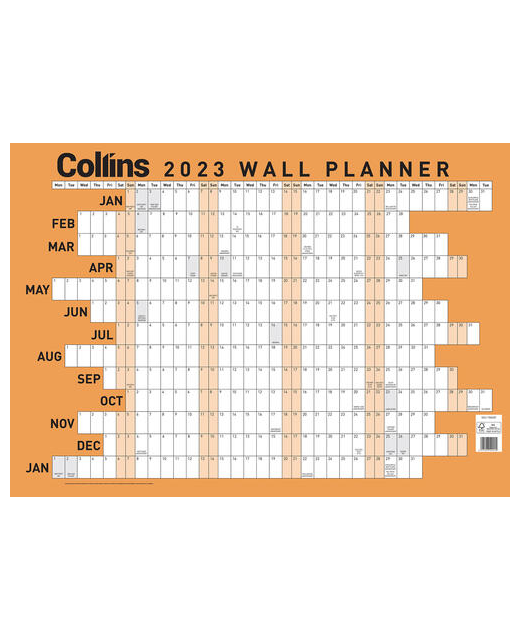 Collins Wallplanner Laminated  Large 2023 700mmx900mm