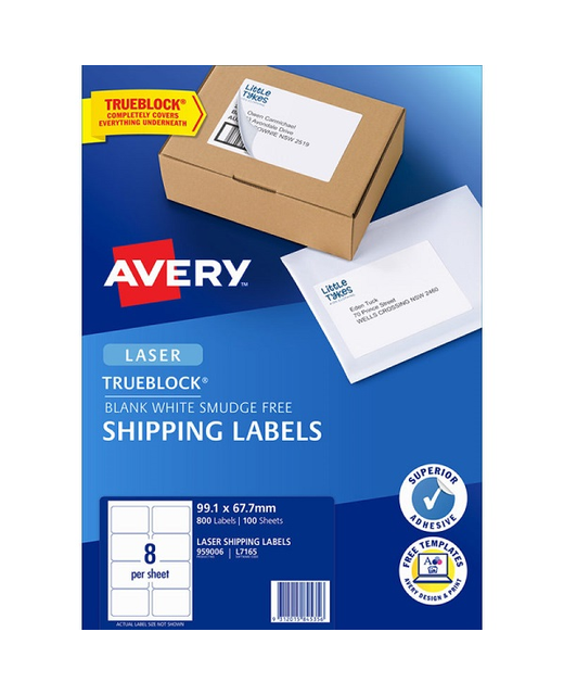 LABELS AVERY L7165 LASER 100 SHT 8 P/P