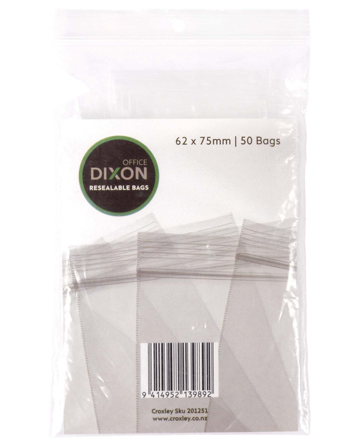 DIXON RESEALABLE BAGS PACK 50 65*75 MM