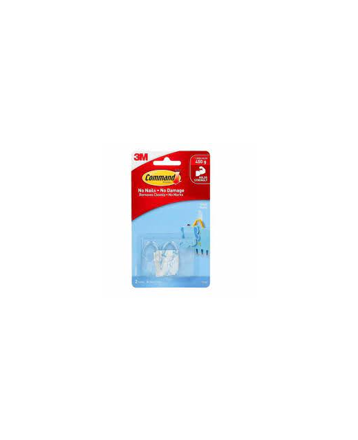 COMMAND HOOK 3M 17092CLR SMALL CLEAR, PACK OF 2