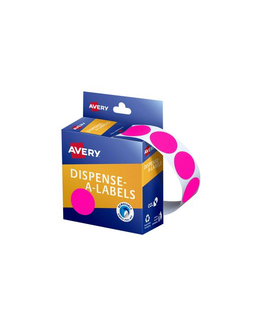 AVERY LABEL DISPENSER DMC24FP PINK FLUORO 350 PACK