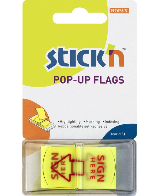 STICK N POP UP FLAGS SIGN HERE 45*25