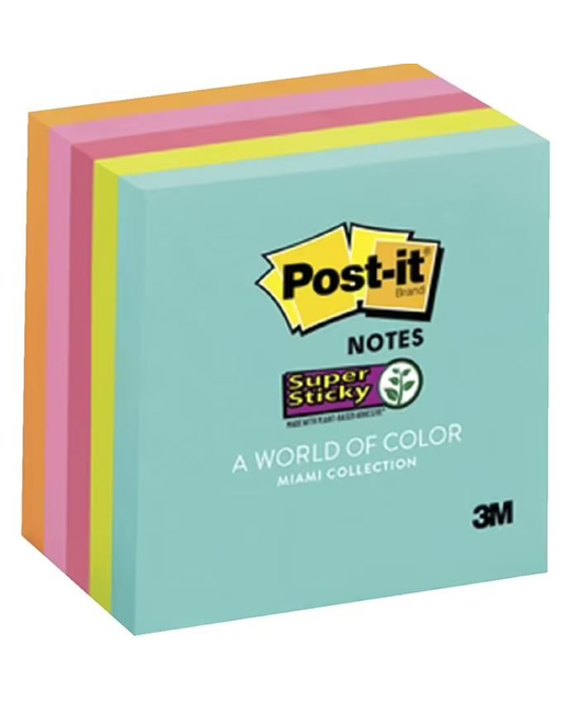 3M Post-It Super Sticky Notes 654-5SSMIA Miami