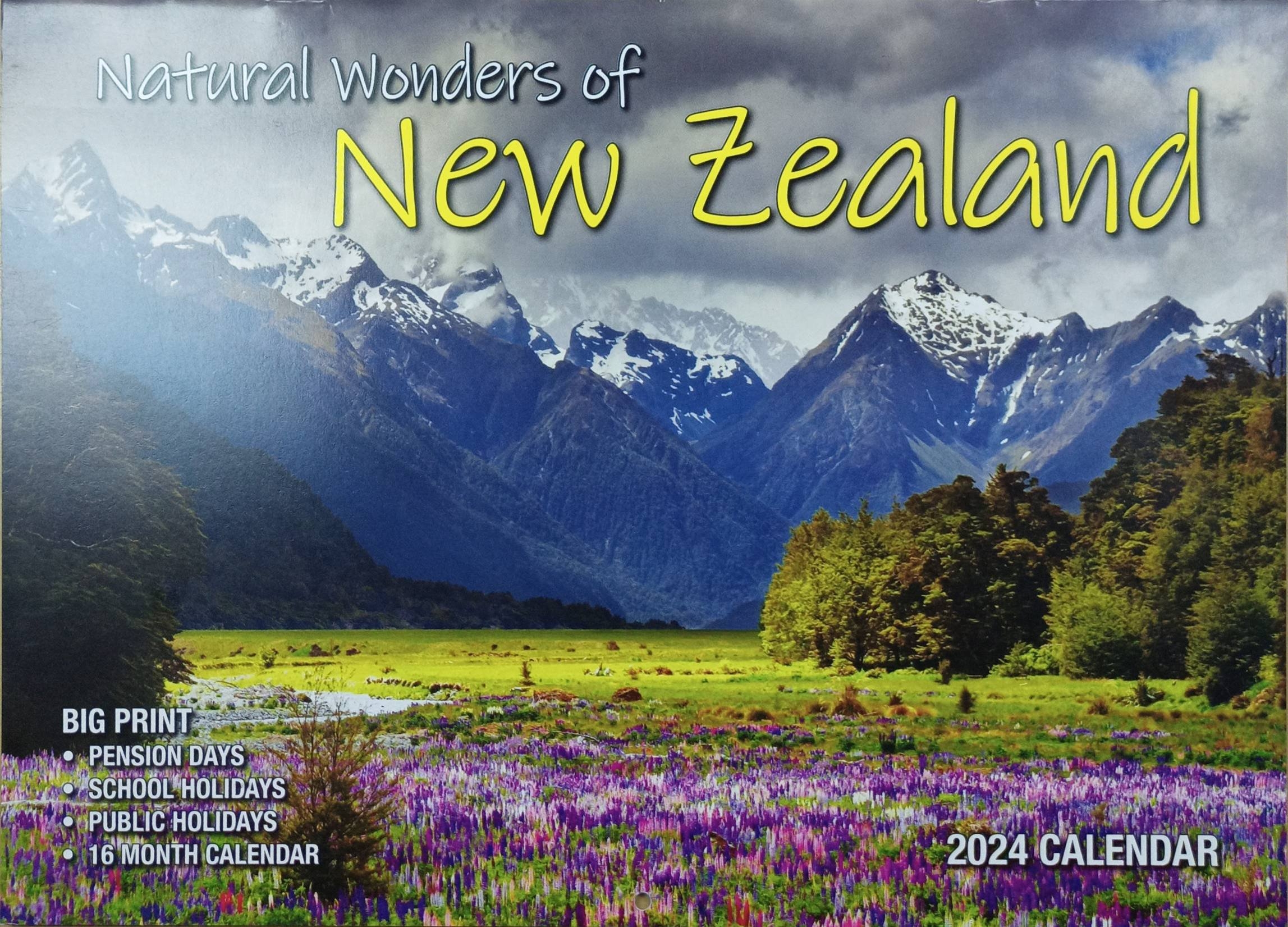 CALENDAR 2024 BIG PRINT NATURAL WONDERS OF NZ Gifts & Greeting Cards