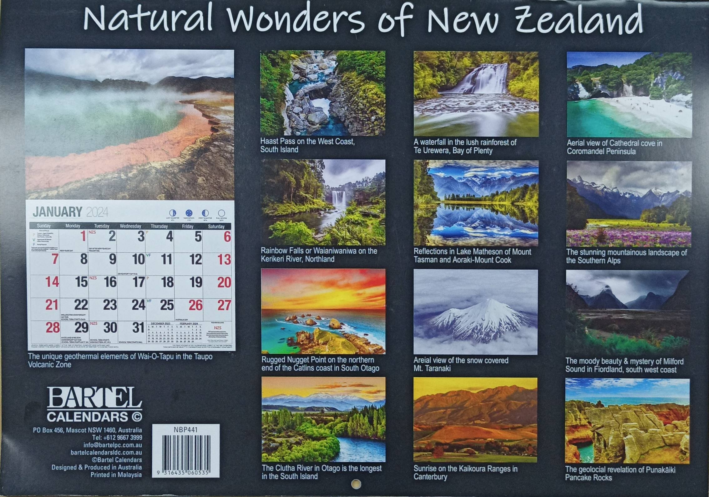 CALENDAR 2024 BIG PRINT NATURAL WONDERS OF NZ Gifts & Greeting Cards