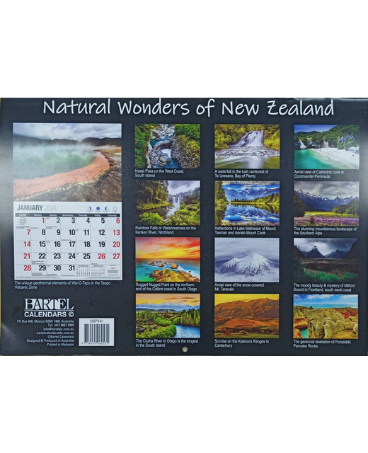 CALENDAR 2024 BIG PRINT NATURAL WONDERS OF NZ Gifts & Greeting Cards