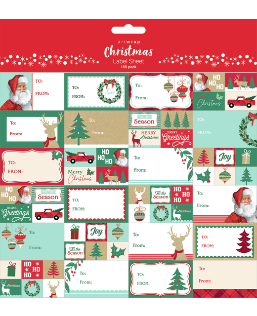 XMAS LABEL SHEETS 168PK TRADITIONAL