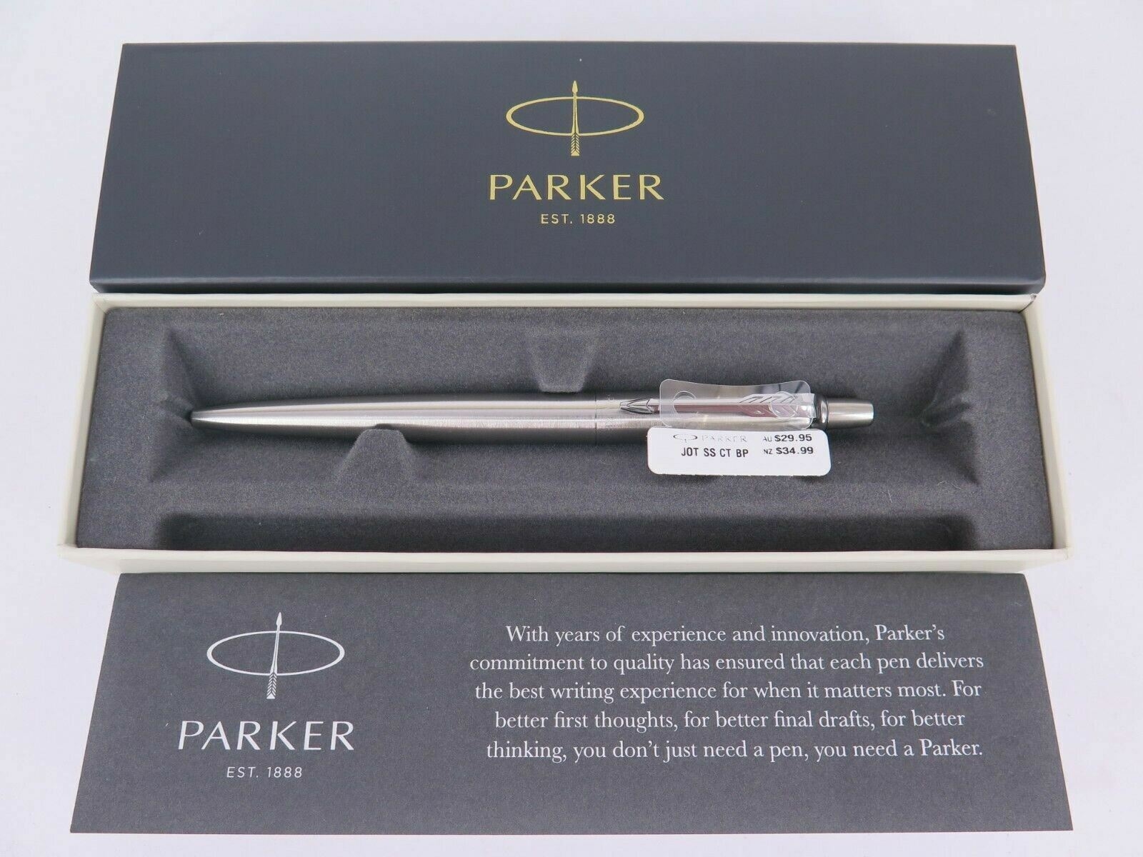 Parker Classic Ballpoint Pen Stainless Steel Silver Body Blue Ink With A  Gift Box 