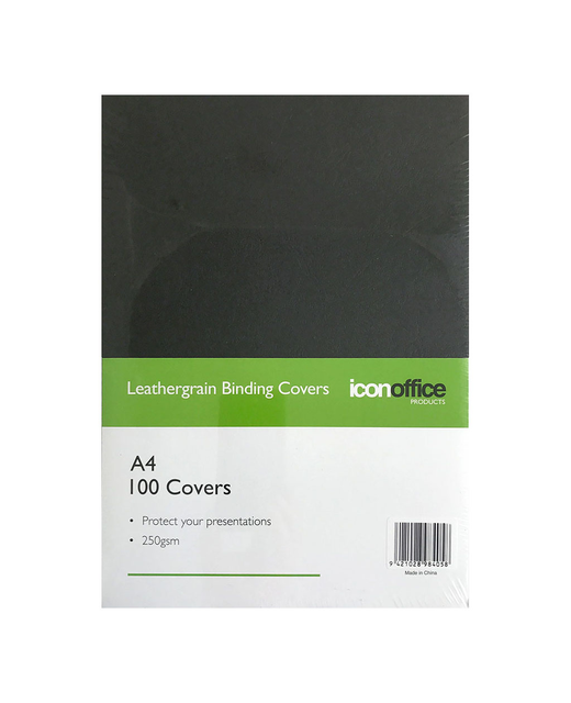 Icon Binding Covers A4 Black 250gsm, Pack of 100