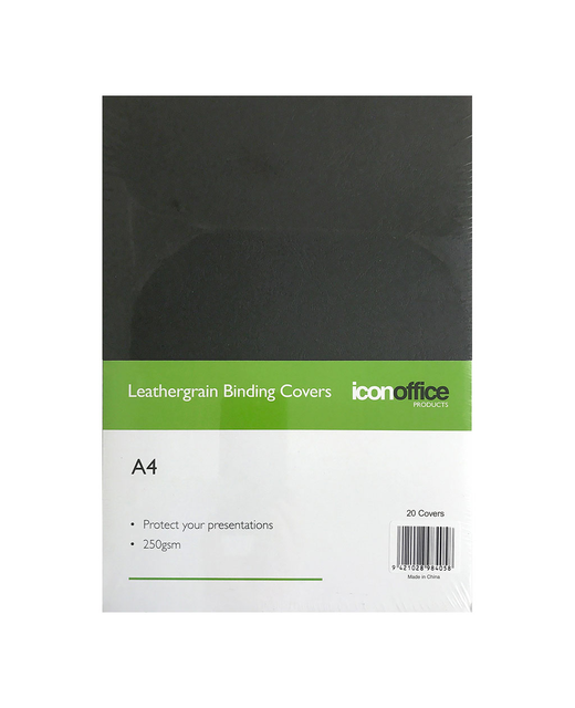 Icon Binding Covers A4 Black 250gsm, Pack of 20