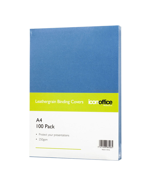 Icon Binding Covers A4 Blue 250gsm, Pack of 100