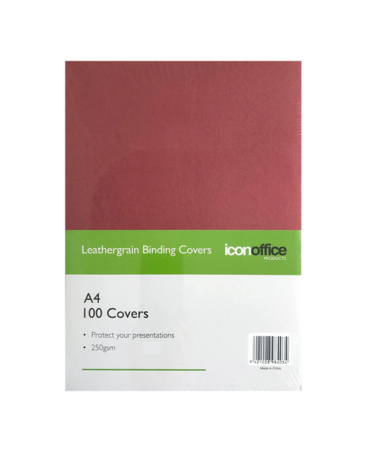 Icon Binding Covers A4 Red 250gsm, Pack of 100