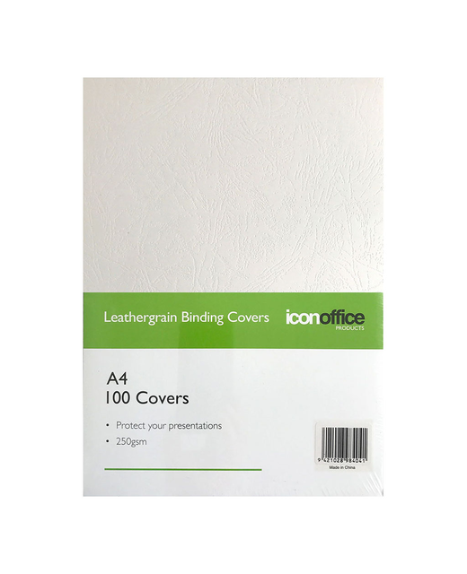 Icon Binding Covers A4 White 250gsm, Pack of 100