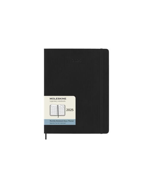 2025 Moleskine Diary 12 Month Monthly SC XL Black