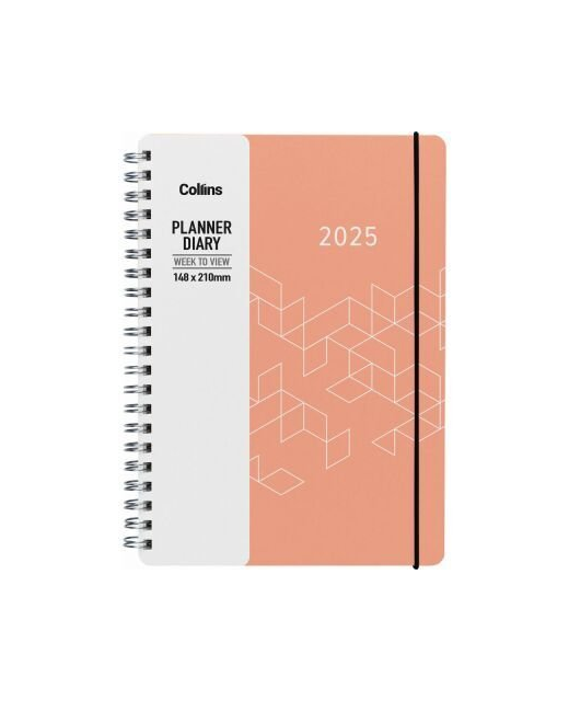 2025 Collins Fascinate A53 Week To View Diary Coral Pink Wiro