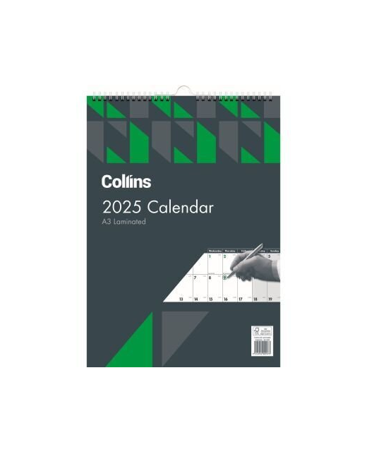 2025 Collins Calendar A3 Month To View Laminated Wiro