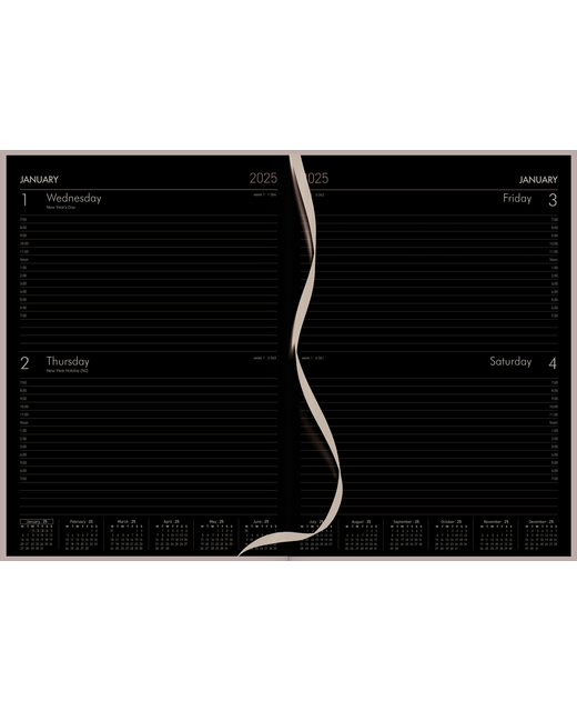 2025 Collins Windsor A42 2 Day To Page Diary Black