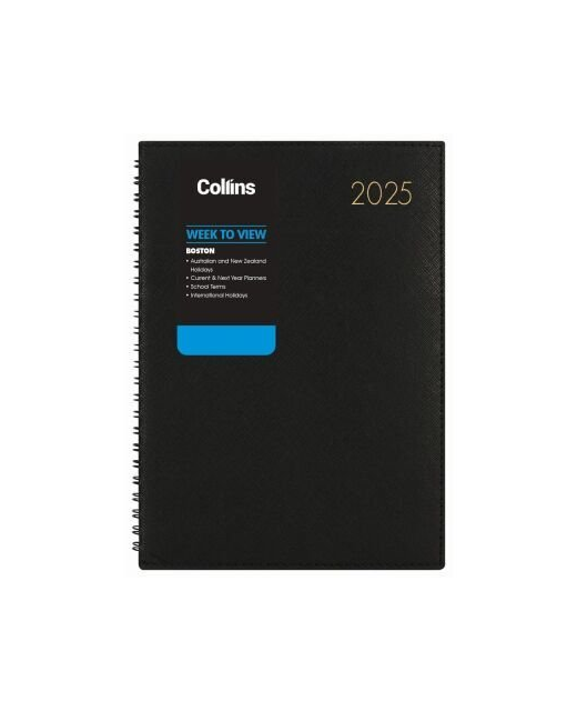 2025 Collins Boston A43 Week To View Diary Black