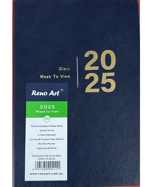 2025 DIARY A5 RENO WEEK TO VIEW SC BLUE