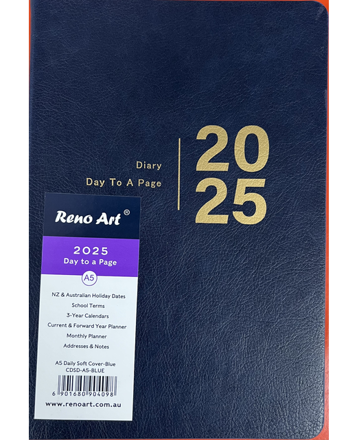 2025 DIARY A5 RENO DAY TO PAGE SC BLUE