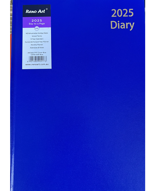 2025 DIARY A4 RENO DAY TO PAGE HC BLUE