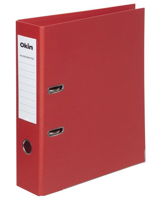 OKIN LEVER ARCH FILE A4 LINEN RED