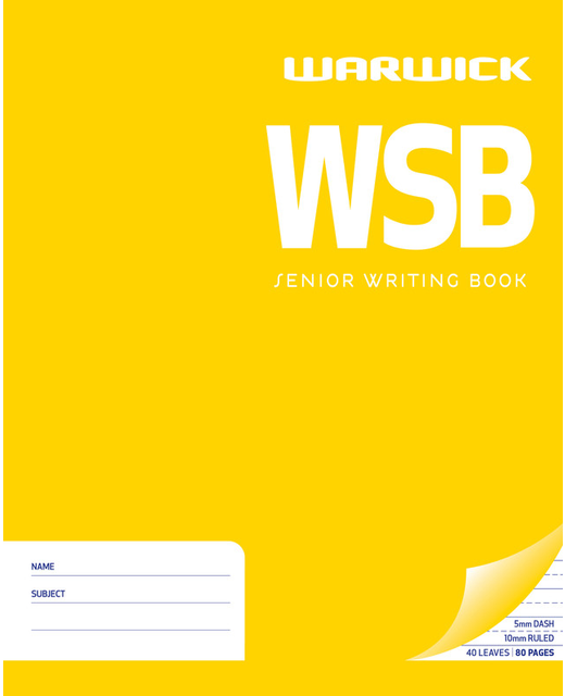 Warwick Senior Writing WSB 40 Leaf Dashed 5mm Ruled 255x205mm