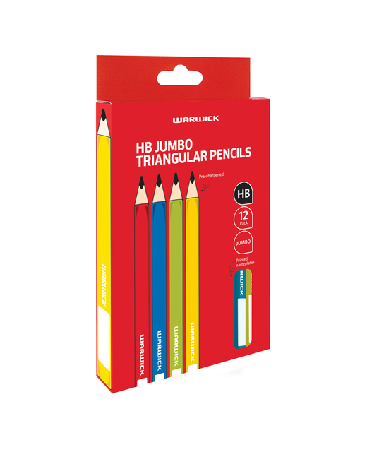 HB PENCIL WARWICK JUMBO NAME PLATE 12 PACK TRIANGULAR