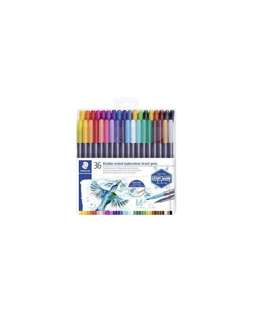 WATERCOLOUR BRUSH PENS DOUBLE ENDED 36 STAEDTLER