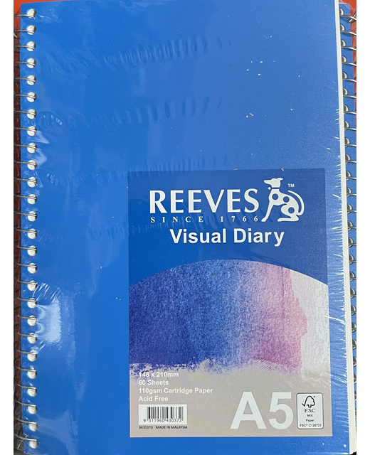 VISUAL DIARY REEVES 110GSM A5 BLUE 60 SHEET