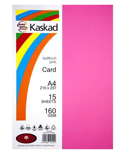 Kaskad A4 160gsm Crd 15pk Bullfinch Pink