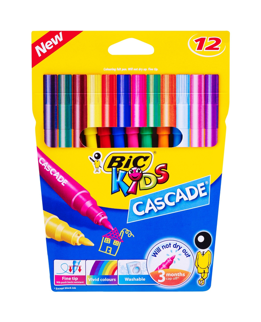 Felt Colouring Pens Bic Kids Cascade Medium 12Pack