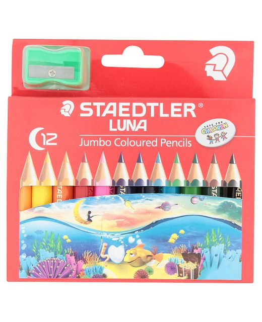 COLOURED PENCIL STAEDTLER LUNA JUMBO PACK 12 HALF SIZE