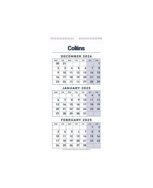 CALENDAR 2025 COLLINS 3 MONTHS TO VIEW