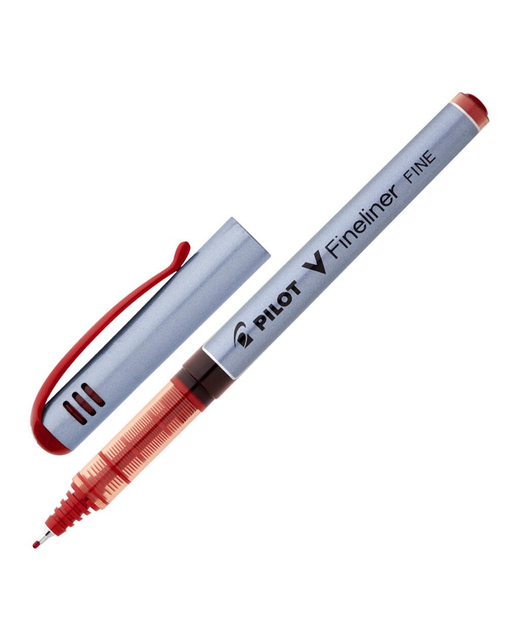 PEN PILOT V FINELINER FIBRE TIP 0.5mm RED