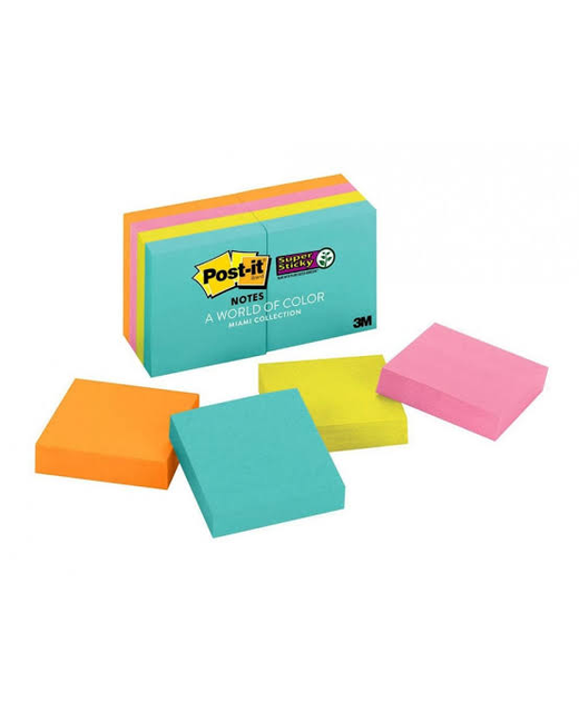 POST-IT SUPER STICKY NOTES MIAMI 48X48MM PKT OF 8