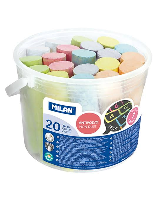 Chalk Milan Non Dust Coloured 20 Pack Jumbo