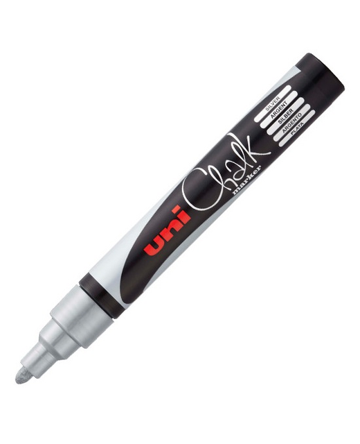 uni Liquid Chalk Marker PWE-5M Bullet Tip 2.5mm Silver