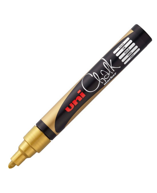 uni Liquid Chalk Marker PWE-5M Bullet Tip 2.5mm Gold